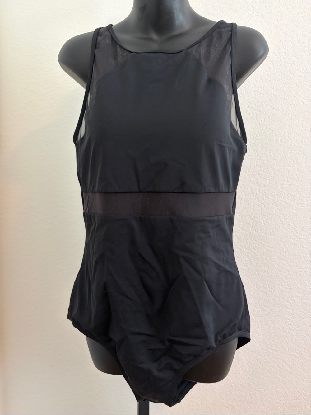 Jantzen One-Piece High-Neck Swimsuit with Mesh Panels, size 14